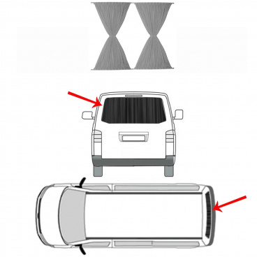 Sluneční clona pro zadní dveře šedá VW T5 T6 Transporter, Multivan 1 ks