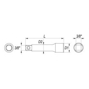 Nástavec 3/8" prodlužovací 254 mm