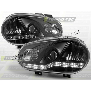 VW GOLF IV 1997-03 PŘEDNÍ ČÍRÁ SVĚTLA DAYLIGHT LED BLACK