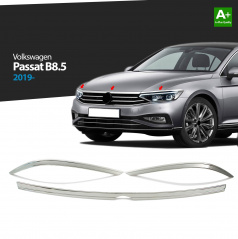 Nerez lišty horní hrany masky a světel VW Passat B8,5 2019+  3 ks