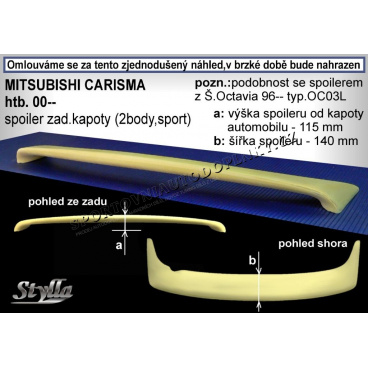 MITSUBISHI CARISMA HTB (00+) spoiler zad. kapoty (EU homologace)