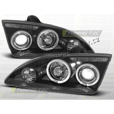 FORD FOCUS MK2 2004-08 PŘEDNÍ ČÍRÁ SVĚTLA ANGEL EYES BLACK