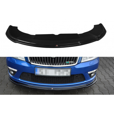 Spoiler pod přední nárazník ver.2 pro Škoda Octavia RS Facelift Mk2 Facelift, Maxton Design (černý lesklý plast ABS)