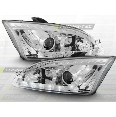 FORD FOCUS MK2 2004-08 PŘEDNÍ ČÍRÁ SVĚTLA DAYLIGHT LED CHROME