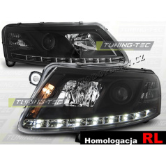 AUDI A6 (C6) 2004-08 PŘEDNÍ ČÍRÁ SVĚTLA DAYLIGHT LED BLACK - HOMOLOGACE RL