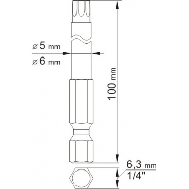 Sada bitů 1/4" 2 ks TORX L=100 mm T20, T30