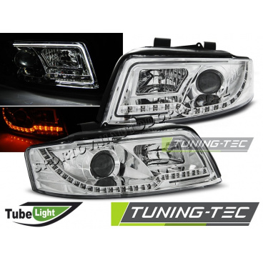 Audi A4 10.2000-10.2004 přední čirá světla Led Tube Lights chrome