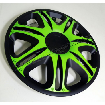 Poklice na kola - kryty kol Nascar Green Black  13-16" (po 1 ks)