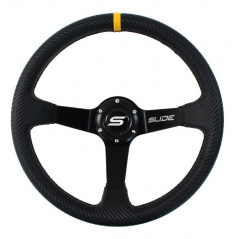 Sportovní volant WRC BLACK CARBON YELLOW STRIP 350 mm