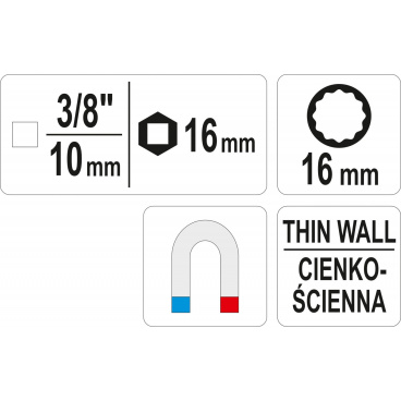 Nástavec na svíčky 3/8" 16 mm