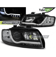 AUDI A4 10.2000-10.2004 PŘEDNÍ ČÍRÁ SVĚTLA LED TUBE LIGHTS BLACK