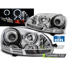 VW Golf 5 10.2003-09 přední čirá světla Angel Eyes CCFL chrome