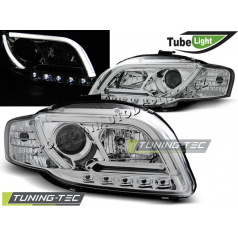 AUDI A4 B7 11.2004-03.2008 PŘEDNÍ ČÍRÁ SVĚTLA LED TUBE LIGHTS CHROME