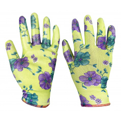 Rukavice zahradní vel. 9 NITRILE flowers green