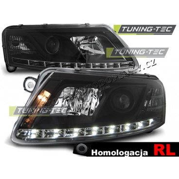 AUDI A6 (C6) 04.2004-08 PŘEDNÍ ČÍRÁ SVĚTLA DAYLIGHT LED BLACK - HOMOLOGACE RL D2S