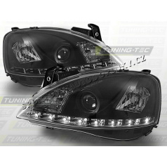 OPEL CORSA C 2000-06 PŘEDNÍ ČÍRÁ SVĚTLA DAYLIGHT LED BLACK