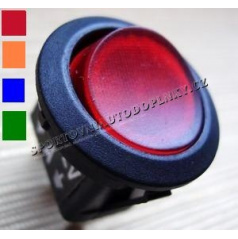 Vypínač 16A 12V RED, BLUE, ORANGE, GREEN s podsvícením  průměr 2 cm