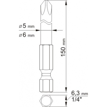 Sada bitů 1/4" 2 ks křížové L=150 mm PH1, PH2