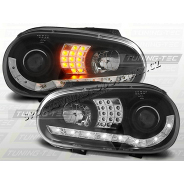 VW GOLF IV 1997-03 PŘEDNÍ ČÍRÁ SVĚTLA DAYLIGHT LED BLACK