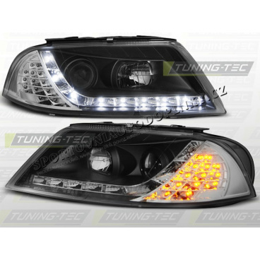 VW PASSAT 3BG 2000-05 PŘEDNÍ ČÍRÁ SVĚTLA DAYLIGHT LED BLACK