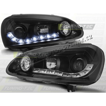 VW GOLF V 2003-09 PŘEDNÍ ČÍRÁ SVĚTLA DAYLIGHT LED BLACK