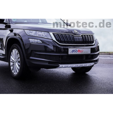 Stříbrná ochranná lišta předního nárazníku Škoda Kodiaq