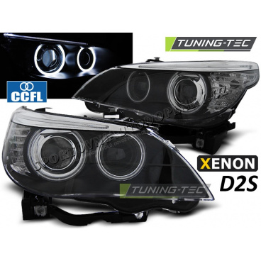 BMW E60 / E61 2003-04 přední čirá světla CCFL HID D2S Dual Projector black