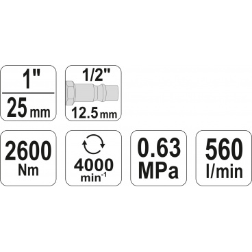 Utahovák pneumatický 1" 2600Nm