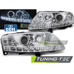 Audi A6 C6 04.2004-08 přední čirá světla Angel Eyes LED chrome