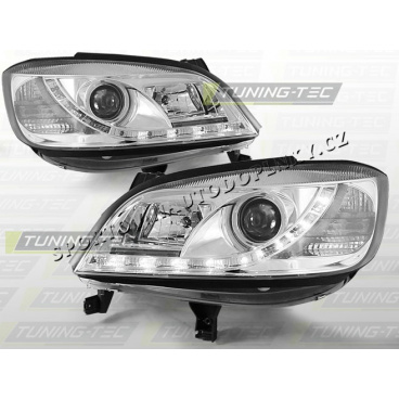 OPEL ZAFIRA 1999-05 PŘEDNÍ ČÍRÁ SVĚTLA DAYLIGHT LED CHROME