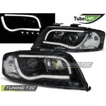 AUDI A6 06.2001-05.2004 přední čirá světla LED TUBE LIGHTS black